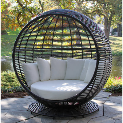 Carla 63'' Wide Curved Premium All-Weather Wicker Patio Daybed with Sunbrella® Cushions