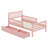 Twin Size Wood Platform Bed with Guardrails On Both Sides And Two Drawers-101489729
