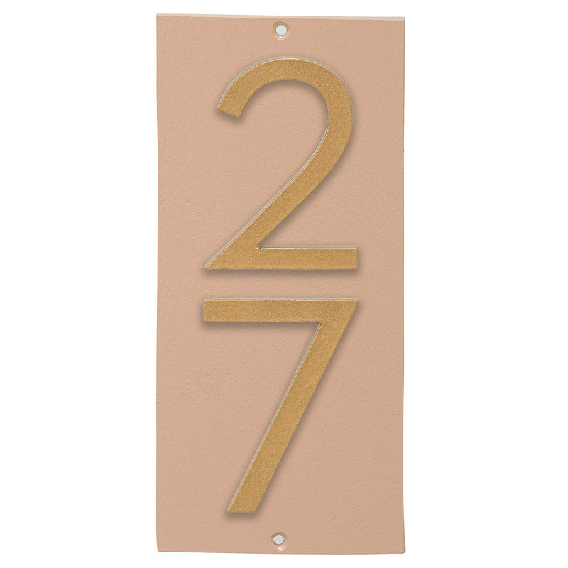 Plaque d'adresse murale flottante sur 1 ligne, Taupe, Or, Oui