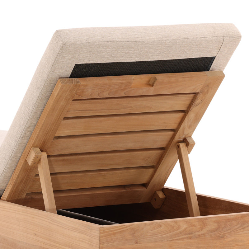 Darlene Teak Wood Outdoor Chaise, Sand