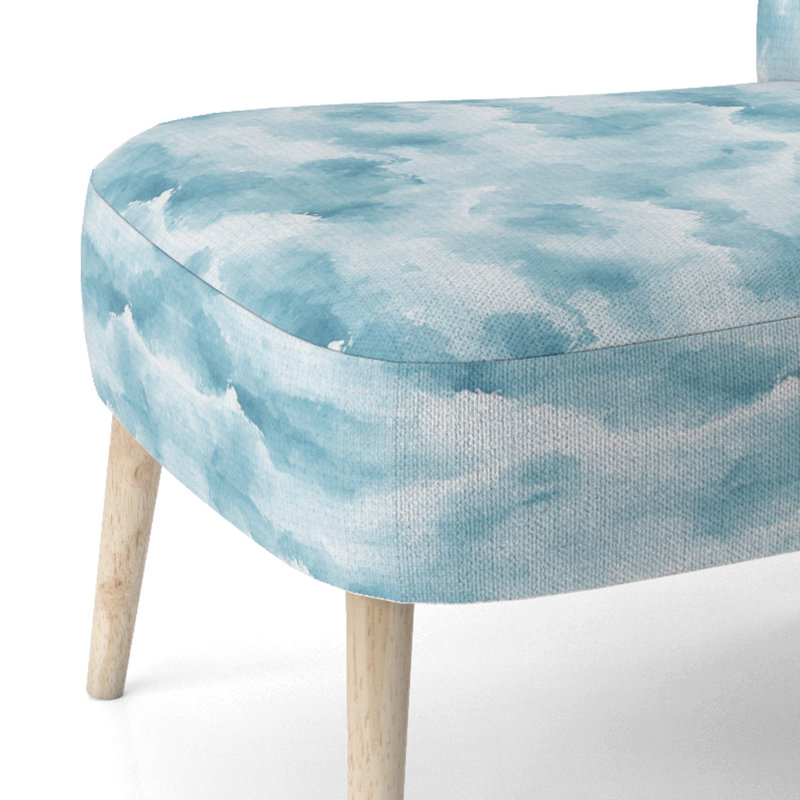 Fauteuil décoratif abstrait - Fauteuil blanc Coastal Mist, Chaise d'appoint sans accoudoirs