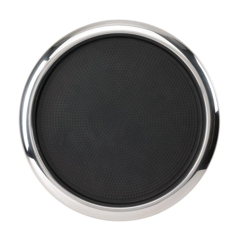 Grand plateau de service rond antidérapant amovible de 16 po en acier inoxydable poli, H 1 po x l 16 po x P 16 po