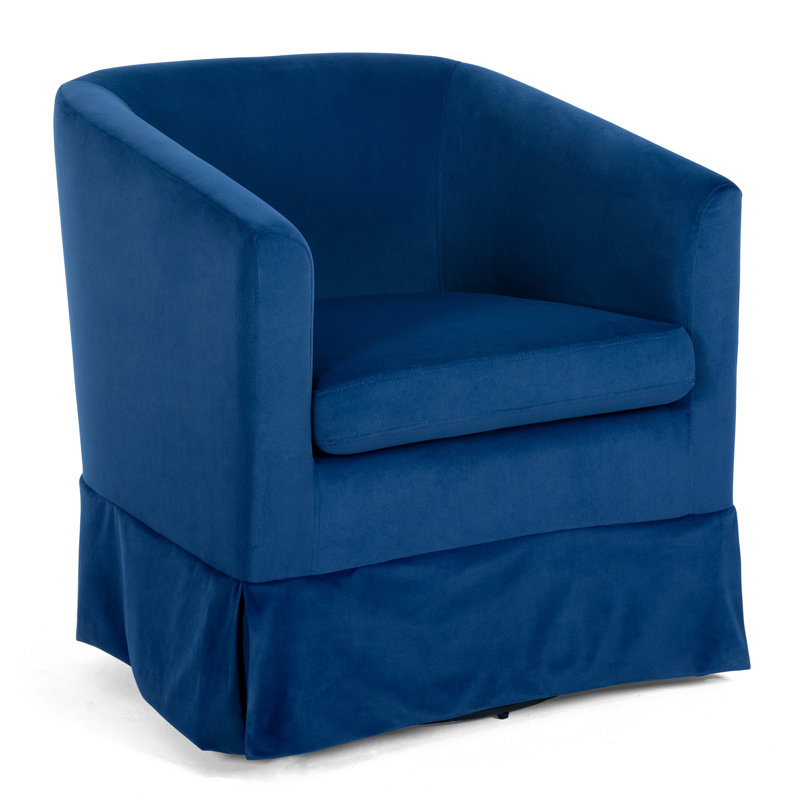 Breiona 27.36" Wide 360-Degree Swivel Chair, Blue Velvet