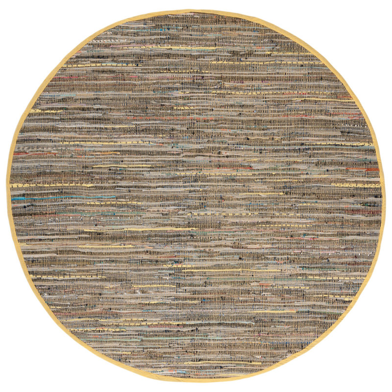 Desilva Rug Hand Woven Cotton Striped Rug, Round 6'