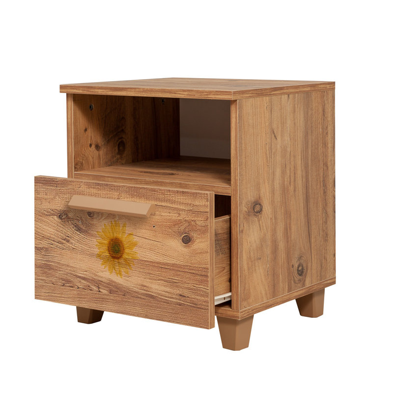 Modern Nightstand with Storage, Atlantic Pine, 17.7 x 20.5 x 15.7 inches | 100% Melamine Coated Particle Board, PVC Edge Banding, MDF Handles | Stylish & Functional Design, Perfect for Kids' Rooms & Contemporary Spaces