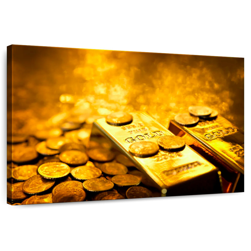 Kerner Coins And Gold Bars, 8'' H x 12'' W