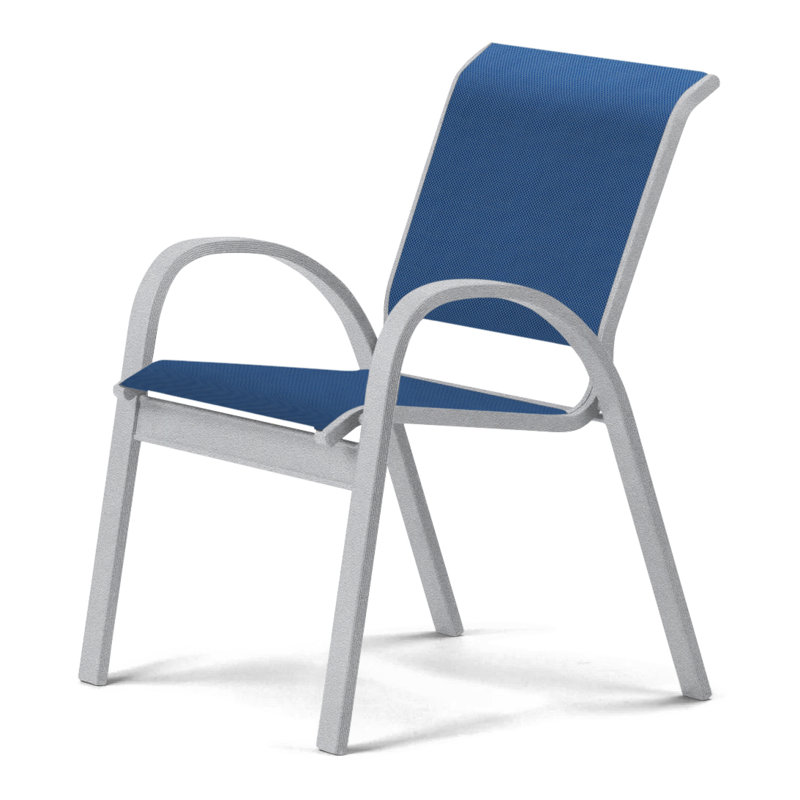 Aruba 1 Outdoor Dining Armchair, Cobalt 35D Sunbrella®, Textured Graphite