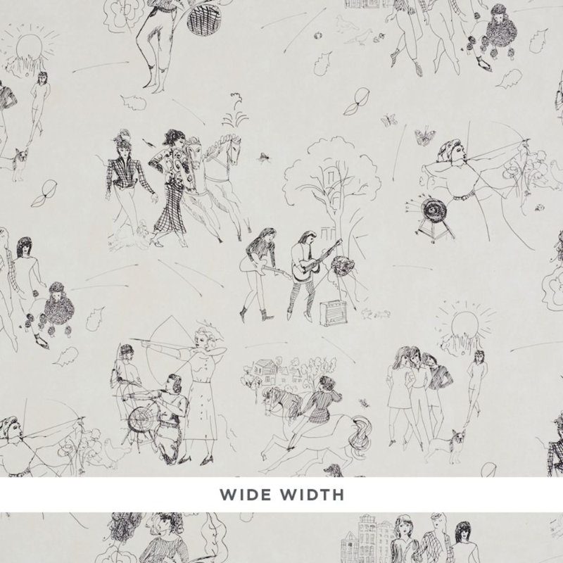 Schumacher x Peg Norriss Toile De Femmes Wallpaper, Sky/Saddle