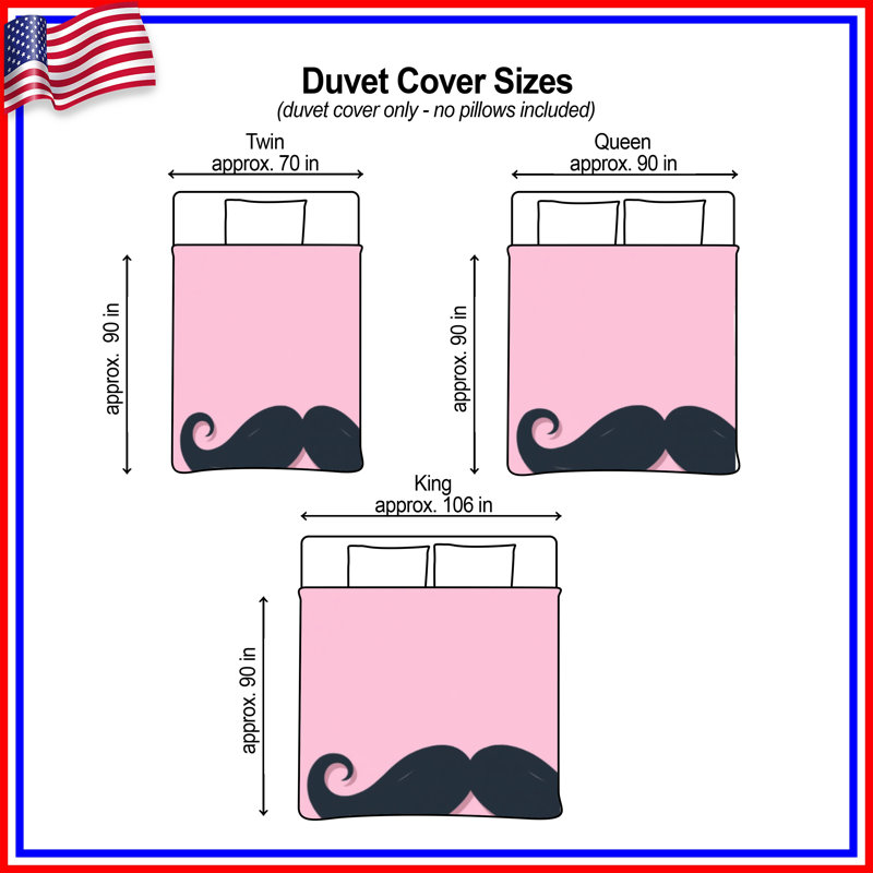 Curled Black Moustache Duvet Covers, Queen