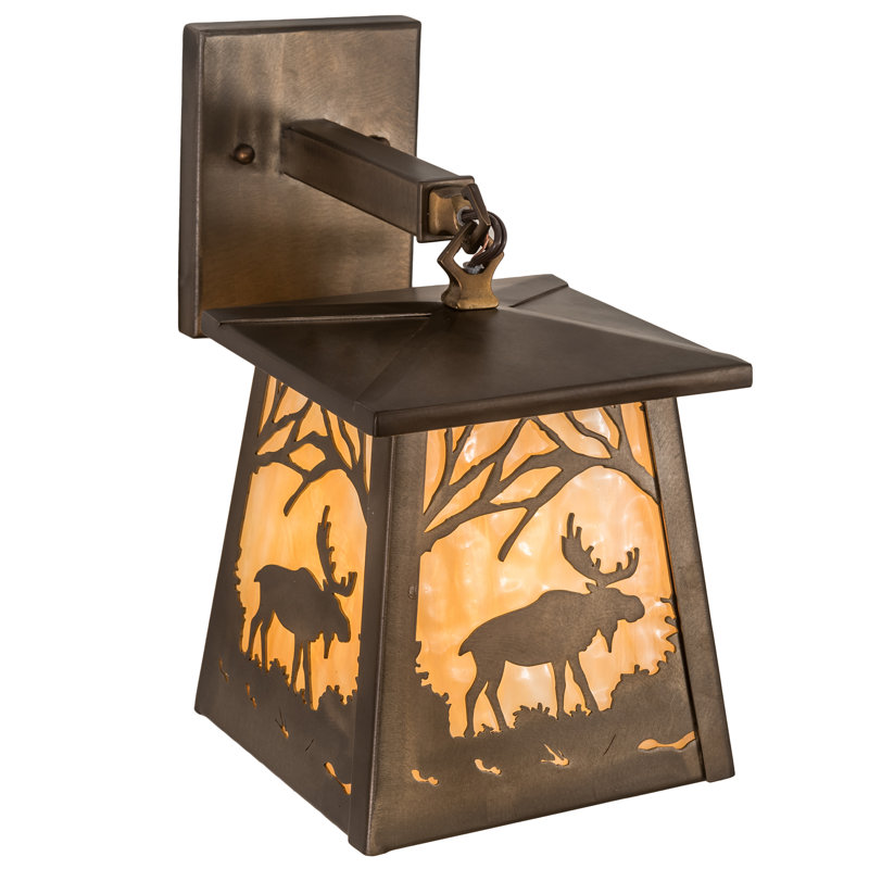 1 - Light Armed Sconce, Antique Copper, Beige