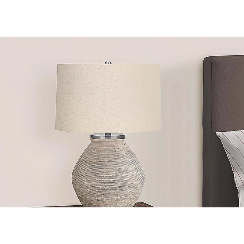 Lighting, 25 po, lampe de table, béton crème, abat-jour beige, contemporain, Crème