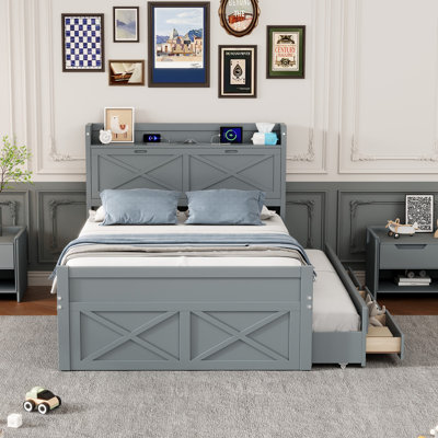 Bed With Headboard, Extendable Bed With Trundle