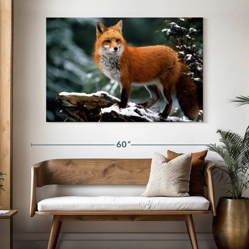 Furry Winter Fox, 34" H x 51" W