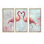 Flamant rose - Ensemble de 3 reproductions d'art sur toile encadrées-966007692-966007693