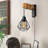 Modern Plug in Wood Cage Black Wall Pendant Lamp Industrial Rustic Retro Adjustable Light Fixture