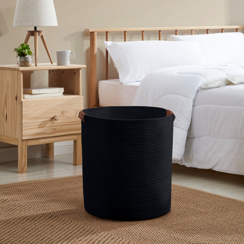 Fabric Laundry Hamper with Handles, Black