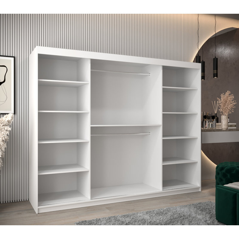 Ashritha 3 Door Manufactured Wood Wardrobe, White Matt
