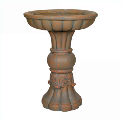 Bird Baths | Vintage 22" Tall Weather Resistant Pedestal for Garden Patio Backyard | Concrete Cement | Tan Brown
