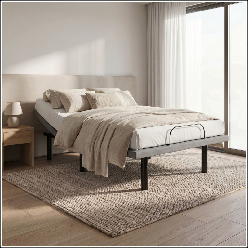 Base de lit grand et réglable OS4 noir et gris avec réglages de la tête et des pieds pour un confort personnalisé