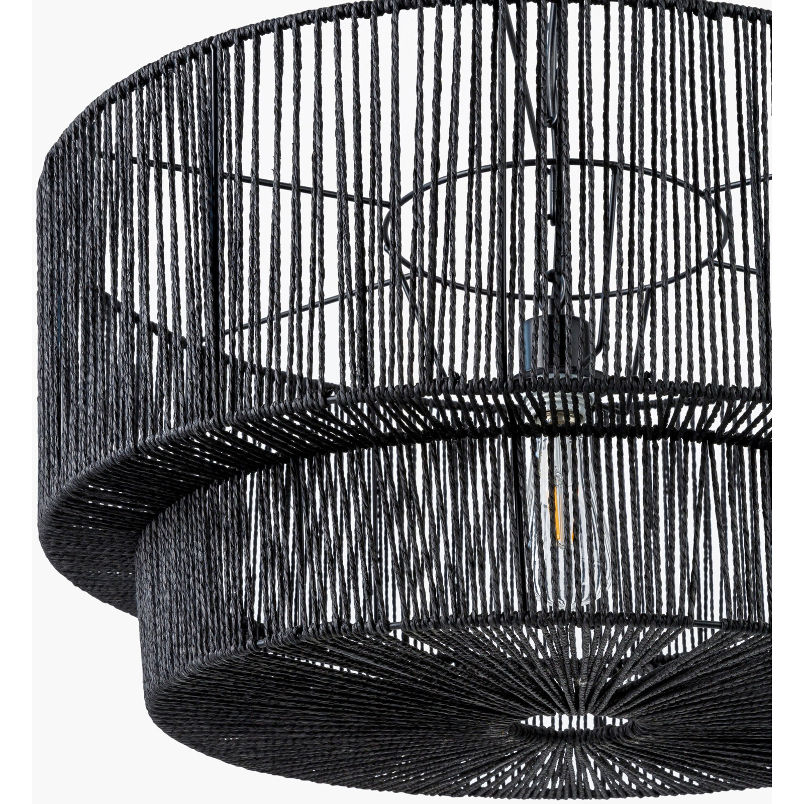 Devonya Single Light Paper Pendant, Black Sand Paper, 83" H x 25" W x 25" D