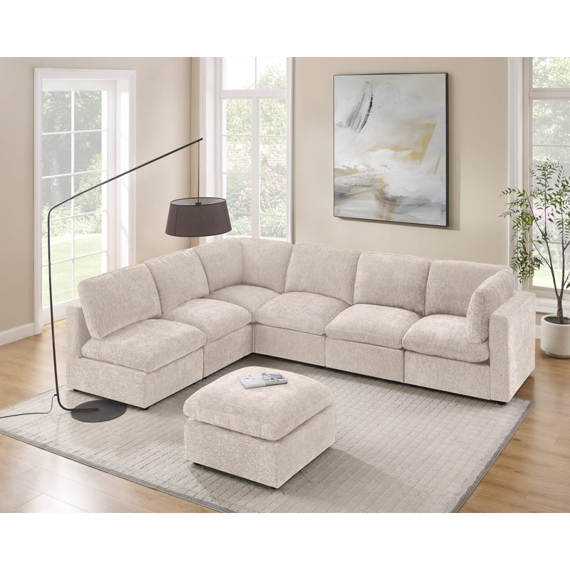 Canapé modulaire rembourré 7 pièces 7 pièces, Polyester naturel