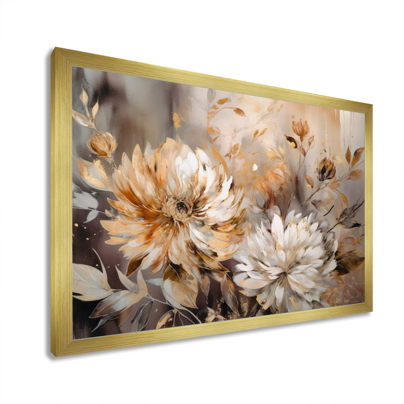 «Rozyn Chrysanthemum Artistry», reproduction d'art, H 12 po x l 20 po x P 1 po, Cadre doré simple