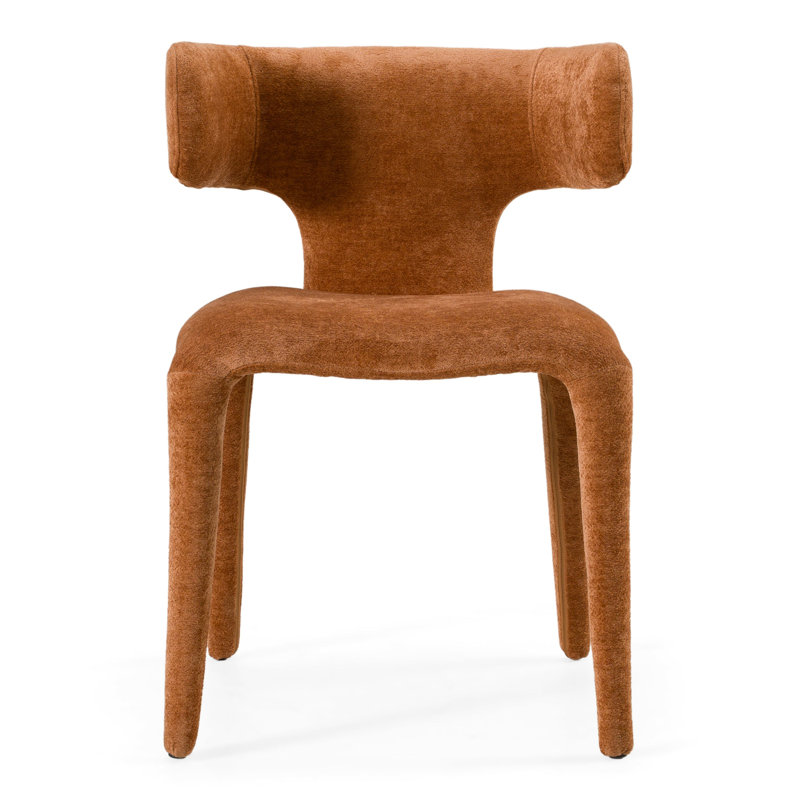 Chaise avec accoudoirs à oreilles Margart, Velours rouille