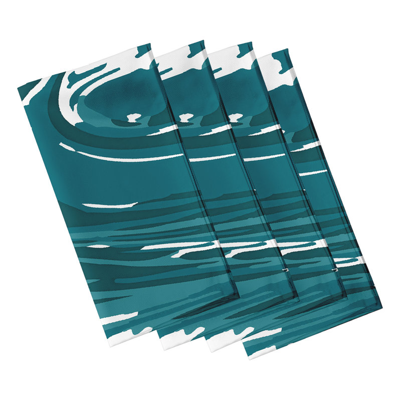 Auke Polyester Abstract Square Napkin, Teal