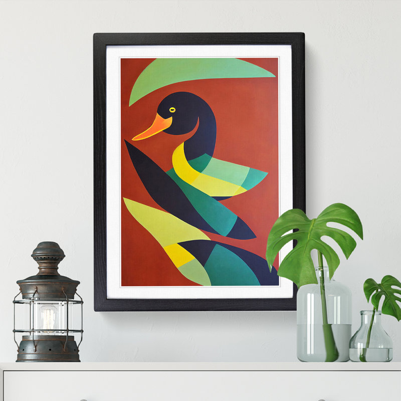 Duck African Art - Picture Frame Print, 64cm H x 46cm W x 2cm D, Walnut