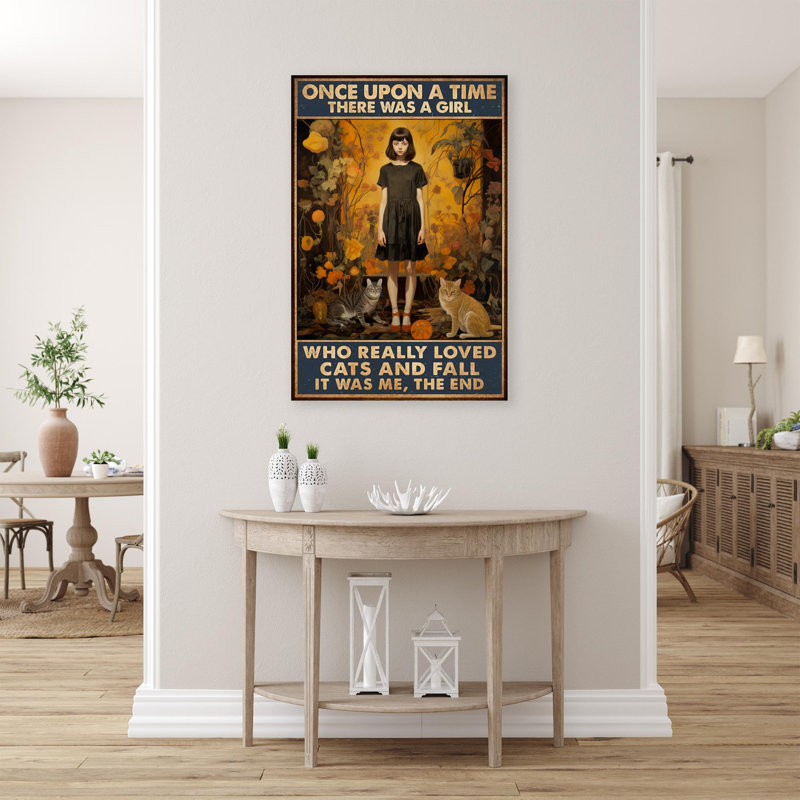 «A Girl Loved Cats And Fall», reproduction d'art graphique sur toile tendue 1 pièce, L 11 po x H 14 po