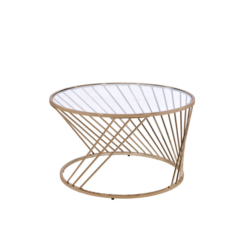 Table basse en verre transparent avec finition champagne Bluelipe