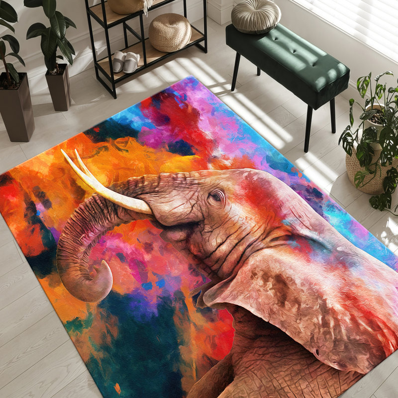 Monochrome Floral Printed Goblen Fabric Rug Ideal for Adding a Stylish Touch to Your Home Decor, Rectangle 5'10" x 9'2"