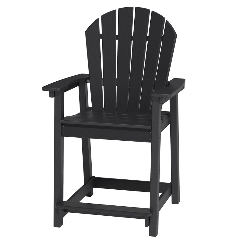 Yardgrace Tall Adirondack Chair - All-weather Hdpe Bar Height Stool, Black