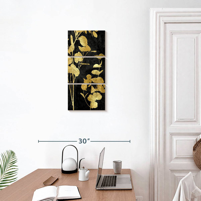 Nature Panel On Black I, 27" H x 12" W
