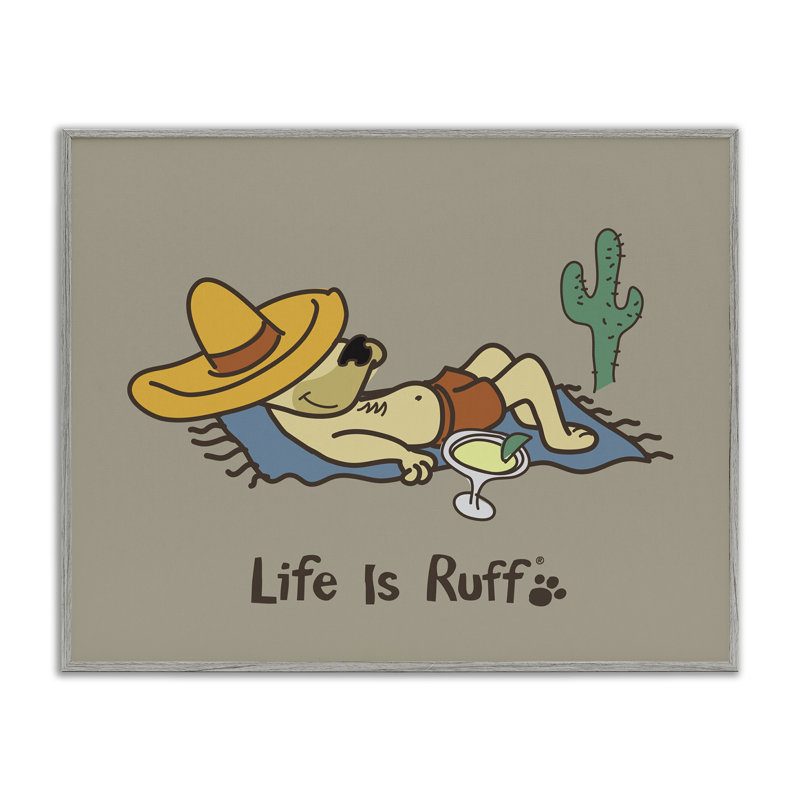 «Siesta Dog in Desert», estampe numérique par LIR, Cadre gris, H 16 po x l 20 po