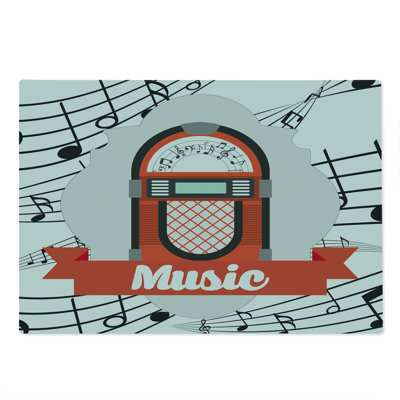 Ambesonne Black White Cutting Board Large Size Retro Red Music Box Orange Pale Grey Black