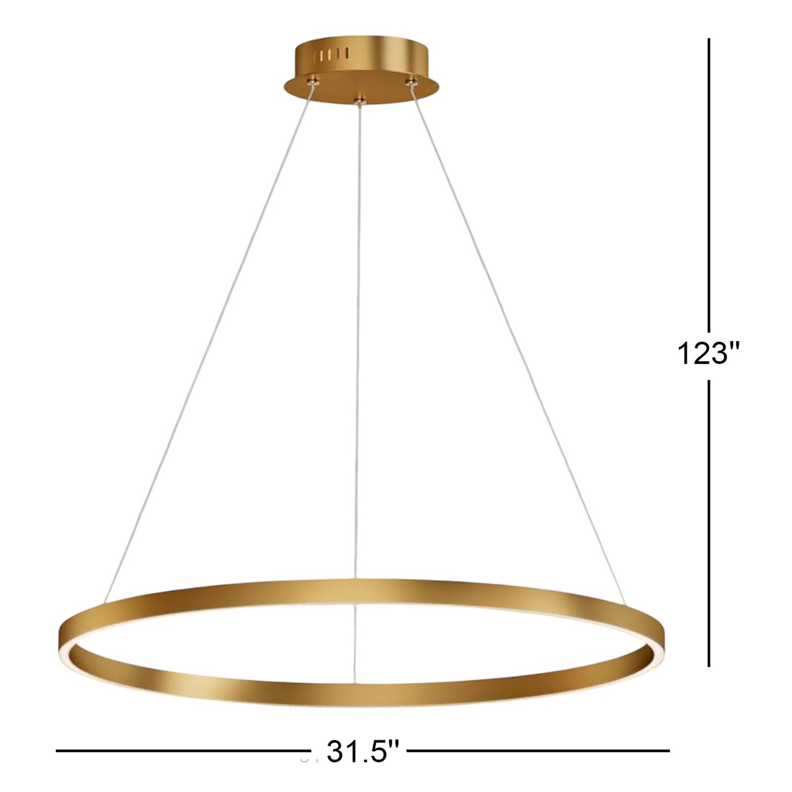 Mills Single Light Dimmable LED Pendant, Gold, 1.25" H x 31.5" W x 31.5" D