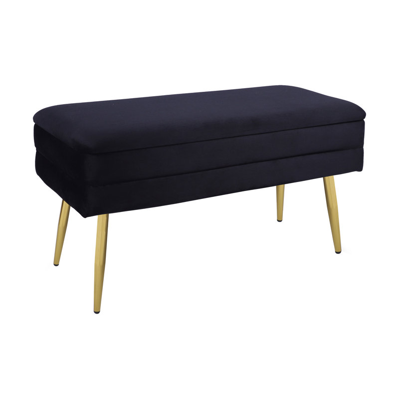 Banc de rangement rembourré et amovible Grayton, Noir, noir, noir, noir