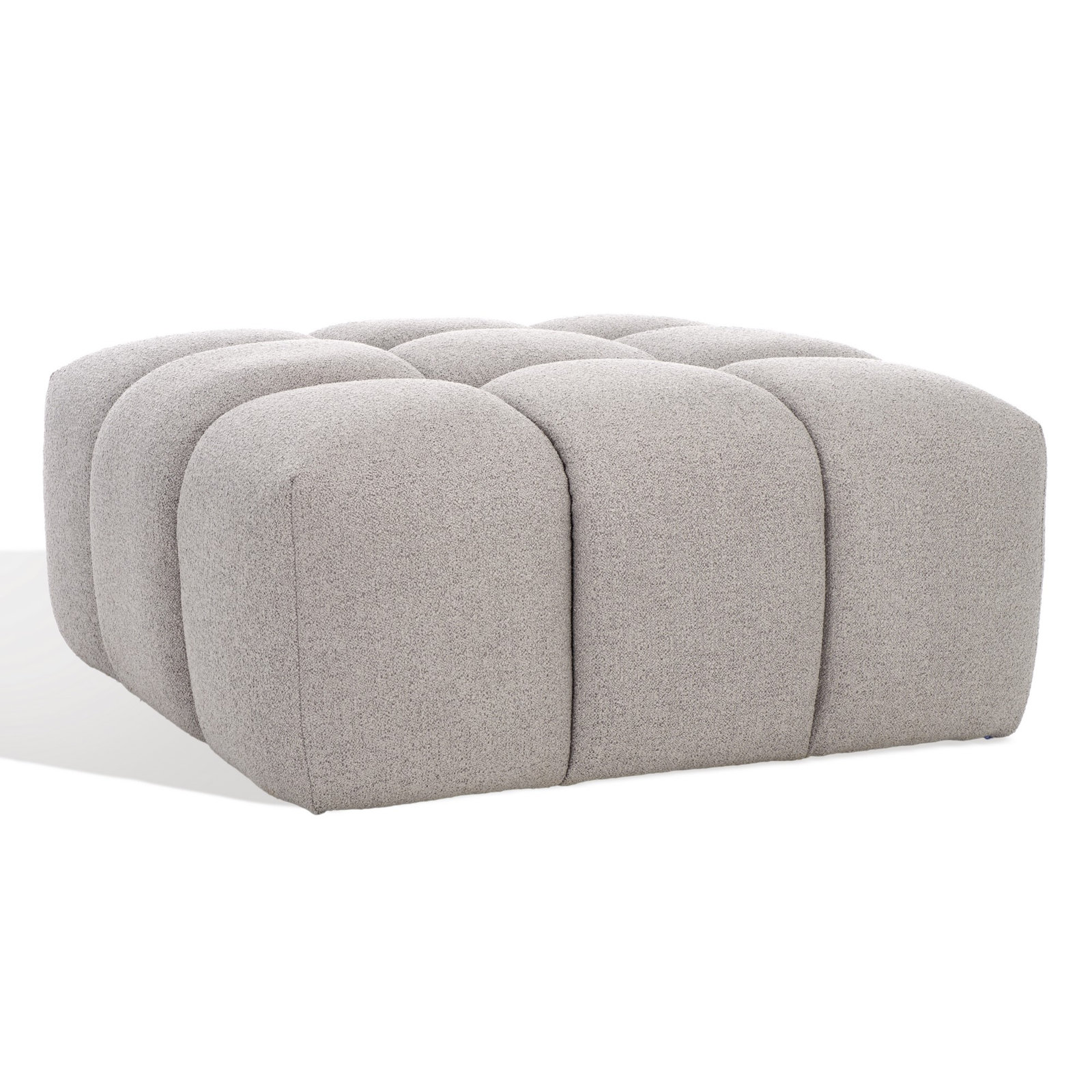 Haring Upholstered Ottoman, Gray Boucle