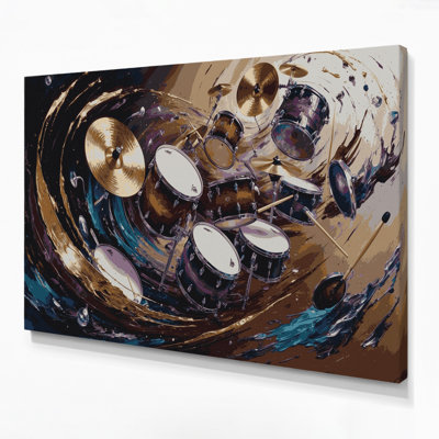 Music Drums Black Canvas Wall Art