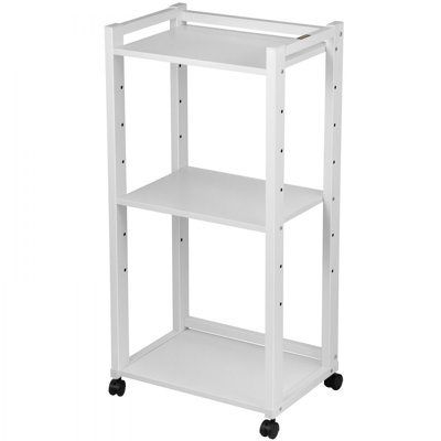 Printer Stand, 3-Tier Rolling Printer Cart, Adjustable Storage Shelf Rack on Lockable Wheels, 19.69x 13.78x 42 inch Printer Table for Home Office Small Spaces Organization, White