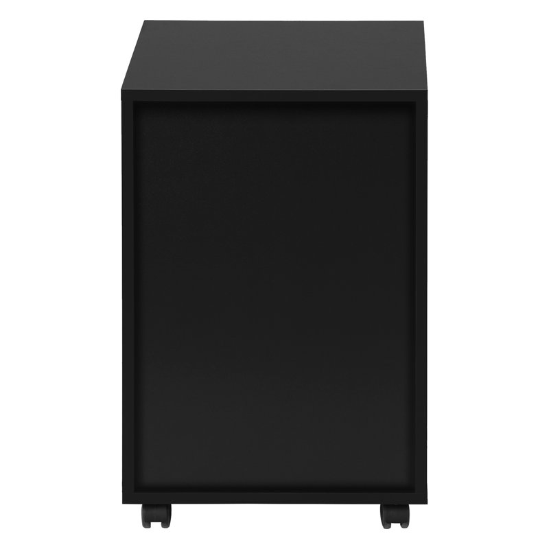 Black Laminate Office File Holder With Rolling, For Organized Work Contemporary Rolling Cabinet, Document Storage
