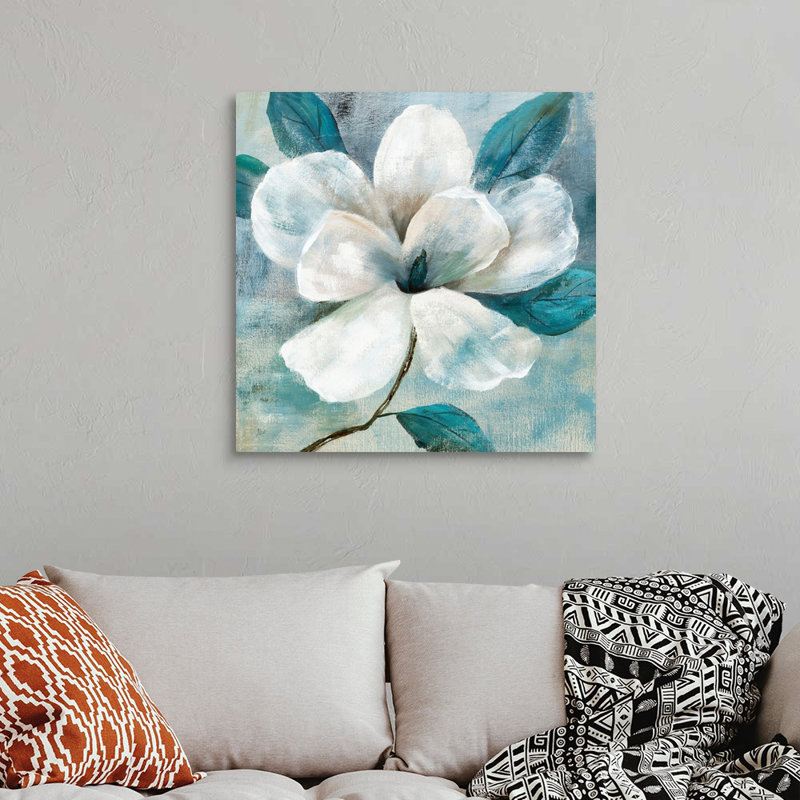 Art mural bleu sarcelle Magnolia I, Toile tendue, H 30 po x l 30 po x P 1,25 po