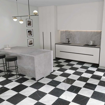 Checkmate 12" x 12" Italian Marble Floor and Wall Tile