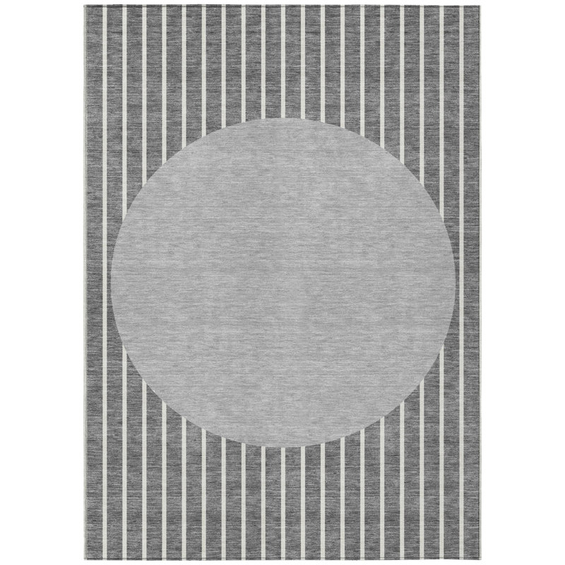 Tapis intérieur lavable rayé gris 5 pi x 8 pi