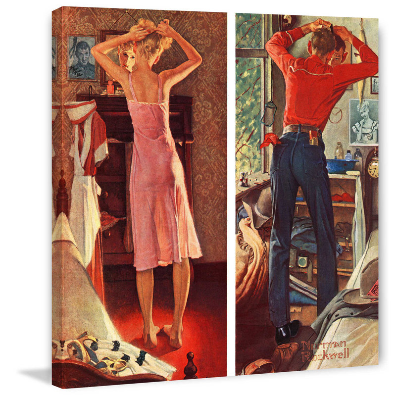 « Before The Date » par Norman Rockwell, reproduction d'art sur toile tendue, H 32 po x l 32 po