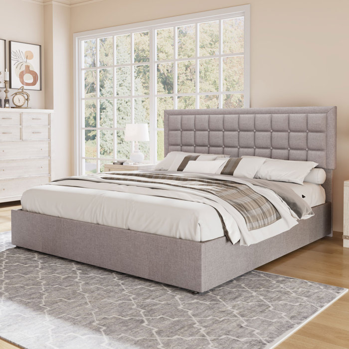 Latitude Run® Upholstered Metal Standard Storage Bed & Reviews 