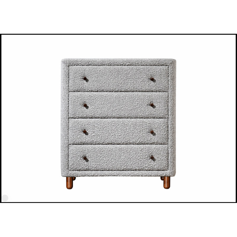 Commode Cleo Grey Boucle avec tiroirs spacieux et design moderne pour des solutions de rangement élégantes