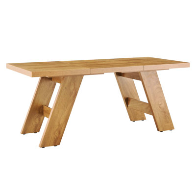 71"×31.5" Light Wood Grain MDF Spliced Rectangular Dining Table, Double Outward Slant Legs, Multi-Scene Household Dinner Table For 6-8 People