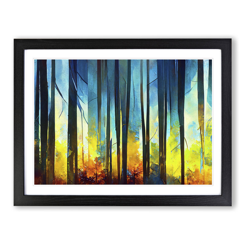 Cool Abstract Forest Vol.5 - Framed Print, Black, 46cm H x 64cm W x 2cm D